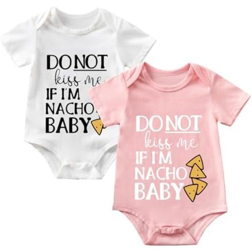 Nacho Do Not Kiss Me Baby Boy Girl Onesie Funny Unisex Infant Bodysuit Cute Romper Clothes 0-12 months (2-Pack)