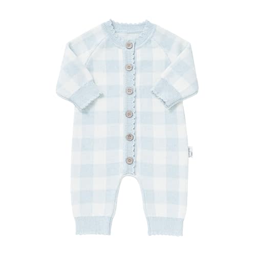 Avibae Knit Baby Sweater, Cotton Thermal Clothes for Newborn Infant, Baby Boys and Girls Plaid Romper