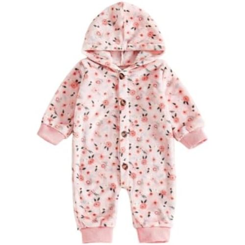 Unisex Baby Fleece Jumpsuit Newborn Hooded Snowsuit