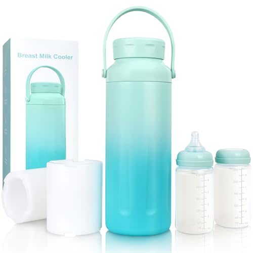 Breast Milk Cooler with 2 Bottles, Portable Breastmilk Chiller 22 oz, 24H Insulated Milk Storage Container, Leak-Proof BPA-Free, TSA Friendly Travel & Work, for Pumping Moms