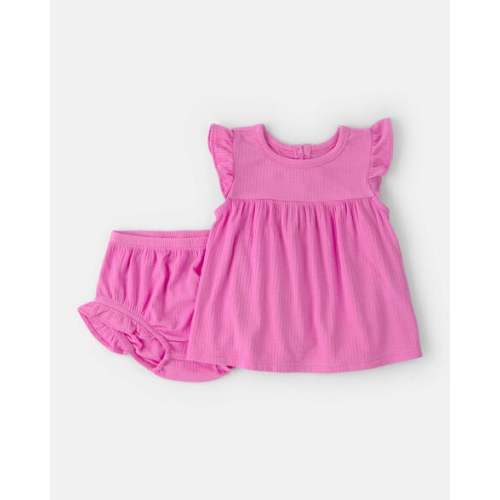 Baby Girl PurelySoft Flutter-Sleeve Top & Short Set - Pink | Carter's