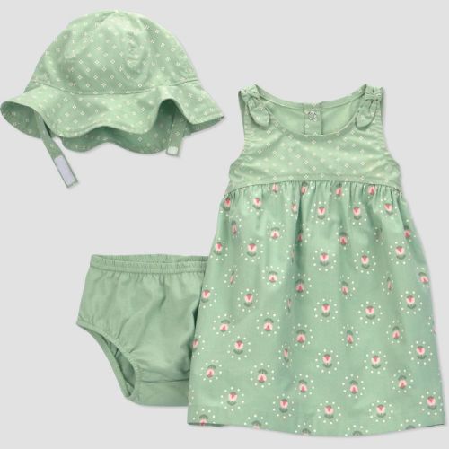 Carter's Just One You® Baby Girls' Tulip Dress and Hat Set - Green 9M