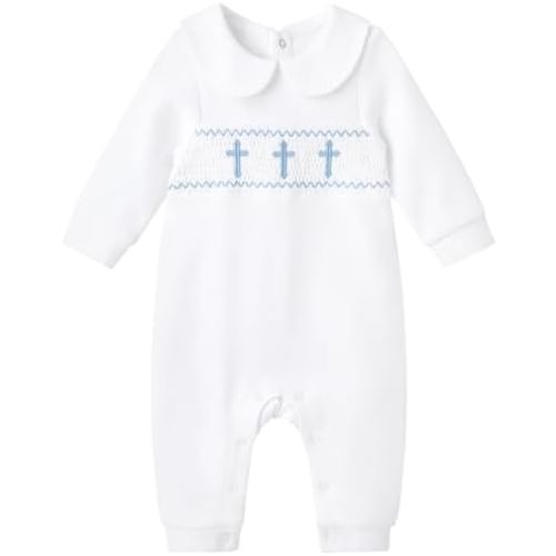 pureborn Baby Boy Baptism Outfit Cotton Romper 0-24 Months