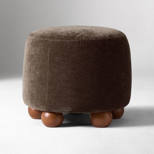 Thalia, 20" Ottoman, Poly, Performance Modern Chenille, Espresso, Cool Walnut
