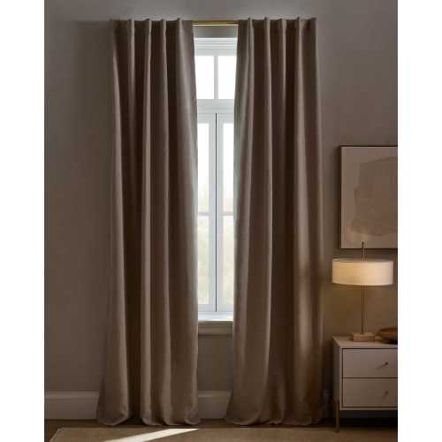 European Linen True Blackout Curtain in Dark Flax