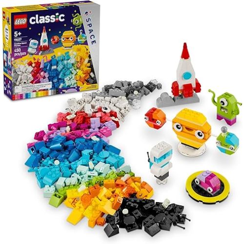 LEGO Classic Creative Space Planets Building Toys Set - Space Toys for Kids, Boys & Girls, Ages 5+ - Includes Alien, Rocket Ship, & Glow in The Dark Bricks - Birthday Gift Idea - 11037