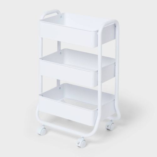 3 Tier Metal Utility Cart Small White - Brightroom™