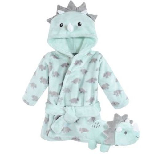 Hudson Baby Plush Bathrobe and Toy Set, Triceratops, One Size
