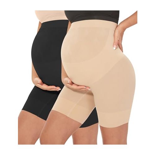 MUSIDORA Seamless Maternity Shapewear - Pregnancy Belly Support, Prevent Thigh Chafing, Baby Shower and Photography S-3XL