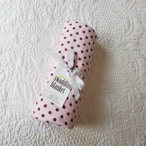 Chocolate Dots on Pink Giant Swaddling Blanket