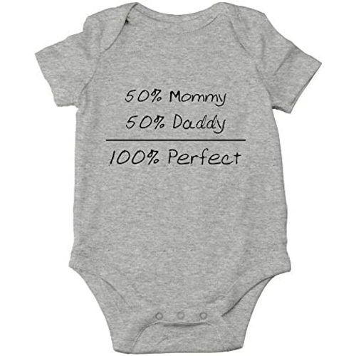 Crazy Bros Tees 50% Mommy, 50% Daddy, 100% Baby Bodysuit Funny Cute Boy Girl Infant Outfit Adorable Romper
