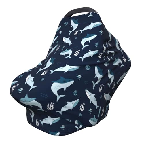 Sharks Ocean Baby Stuff Car Seat Cover for Baby Carseat Covers for Girl Boy Stretchy Soft Breathable Breastfeeding Infant Car Seat Canopy Carrier Cover