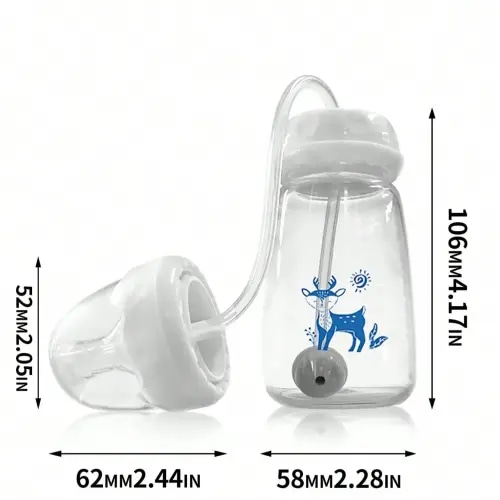 150ml Baby Bottle, 1 Box Hands Free Baby Feeding Bottle with Straws and Silicone Pacifier, Cute Baby Bottle for Breastfeeding, Newborn Baby Essentials Accessories - TikTok Shop