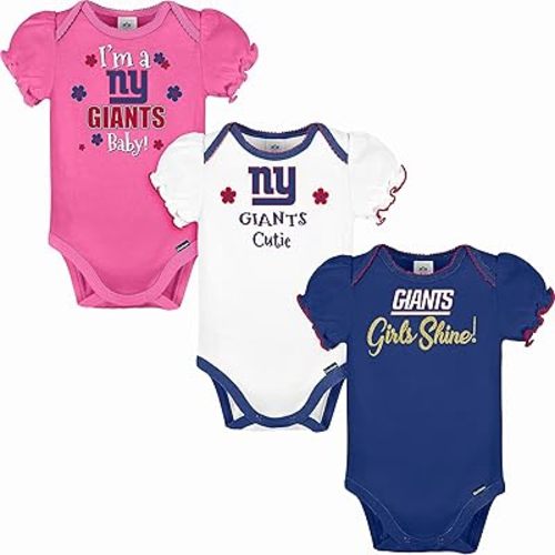 Gerber NFL baby-girls Nfl Team 3 Pack Short Sleeve Onesie Bodysuit