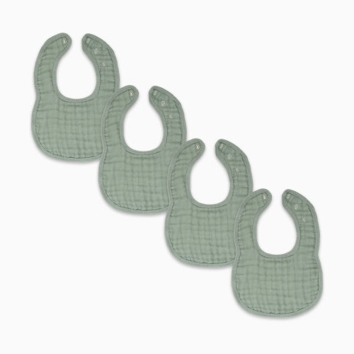 Comfy Cubs Muslin Bibs with Adjustable Snaps (4 Pack) - Fern, 4