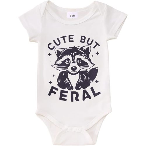 Ritatte Newborn Infant Girl Boy Onesie Cute But Feral Raccoon Bodysuit Romper Funny Unisex Baby Gift Clothes 0-18 Months