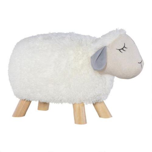 Ivory Lily The Sheep Upholstered Kids Stool | World Market