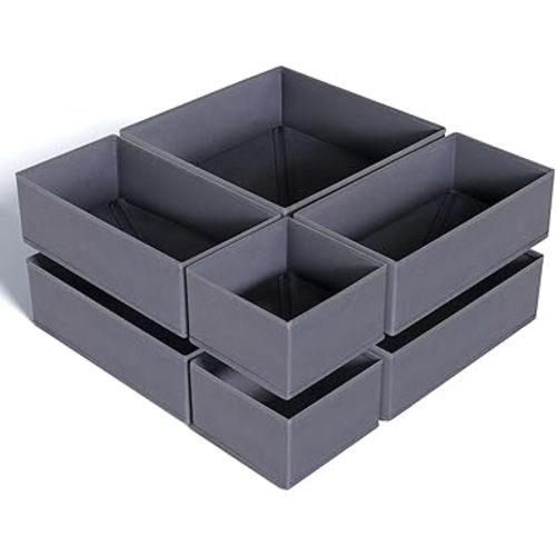 8 Pack Drawer Organizer for Baby Clothes, Foldable & Washable Bins - Perfect for Nursery & Dresser Organization, Grey - Durable Storage Solution for Baby Essentials, Socks,