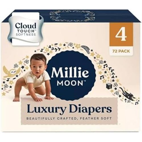 Millie Moon Luxury Diapers (Size-4 and Count-72) White(Pack of 1)