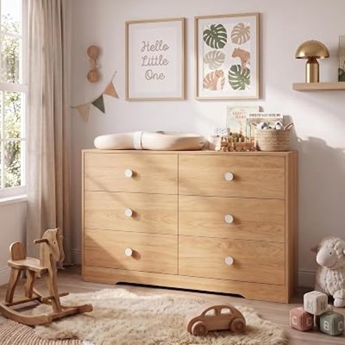 Baby Dresser for Nursery Bedroom, 6 Drawer Organizer for Closet, Wood