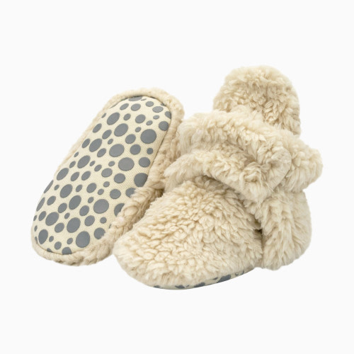 Furry Gripper Bootie - Oat Furry
