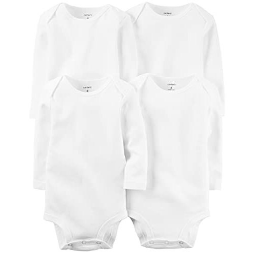 Carter's Baby Boys 4-Pack Long-Sleeve Original Bodysuits (White, 9 Months)