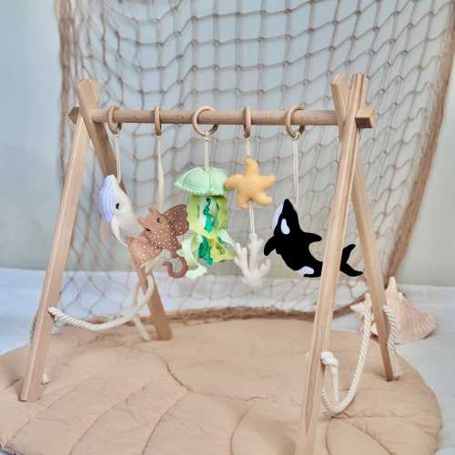 Ocean Baby Gym with Sea Animals, Baby Play Gym with Hanging Toys, Baby Gym, Handmade Felt Sea Mobile Toys, Jellyfish, Orca, Starfish
