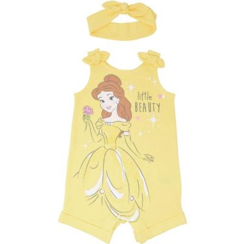 Disney Princess Belle Infant Baby Girls Sleeveless Romper & Headband Belle 12 Months