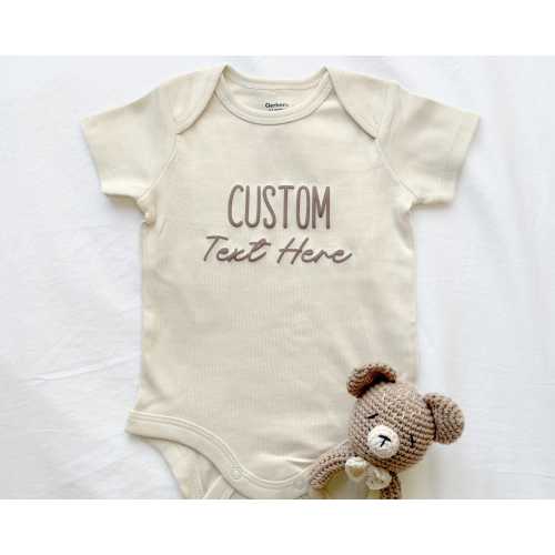 Custom Baby Bodysuit with Embossed Print - Personalized Puff Print ONESIES® Brand Bodysuit