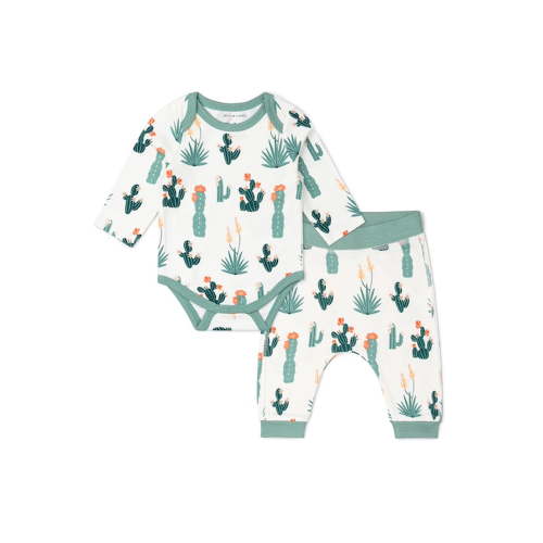 M+A by Monica + Andy Organic Cotton Gender Neutral First Moves Bodysuit + Groove Pant Set, Sizes Newborn -24 Months