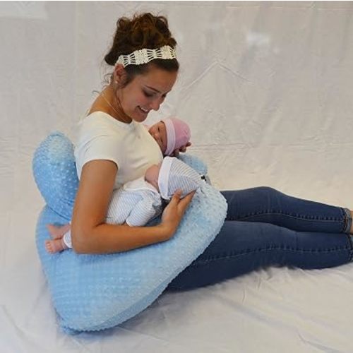 Twin Z Nursing Pillow | Bottle or Breastfeeding | Plus Size Friendly - Blue
