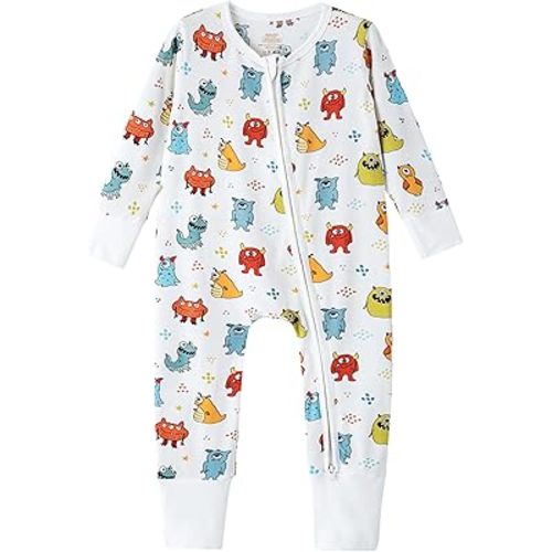 Baby Zippered Rompers Newborn Pajamas Sleepers Long Sleeve Jumpsuits Infant Zipper Romper-Viscose from Bamboo