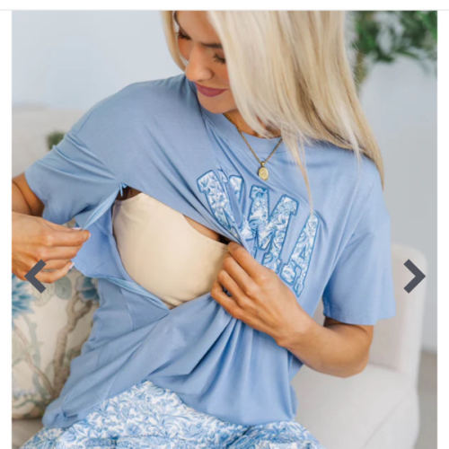 NURSING COLLECTION: Mama Blue Toile Patchwork Top