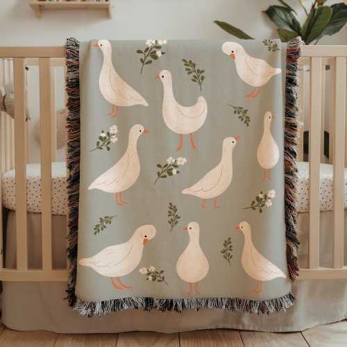 Duck Baby Blanket, Duck Nursery Decor Baby Shower Gift, Duck Nursery Gift, White Silly Goose Decor