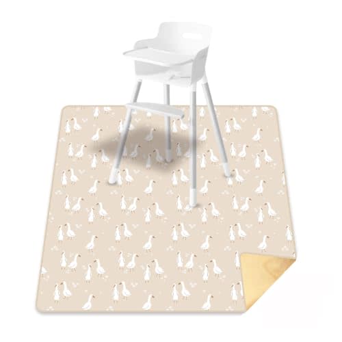 Non-Slip Baby Splat Mat for Under High Chair(Goose, 43"x 43") | Waterproof & Mess-Proof High Chair Mat for Baby Mealtime or Art, Machine Washable,Playtime Mat for Kids,Floors or Tables