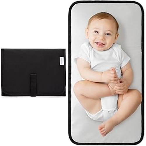 Comfy Cubs Baby Changing Pad Compact Size - Waterproof Diaper Changing Mat with Cushioned Pillow - Soft & Lightweight, Foldable Design for Travel - Stylish Design for Boys and Girls - Solid Black