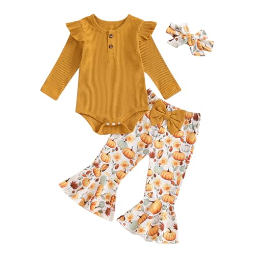 Baby Girl Halloween Outfit My First Halloween Romper Pumpkin Bell Bottoms Cute Newborn Infant Fall Winter Clothes