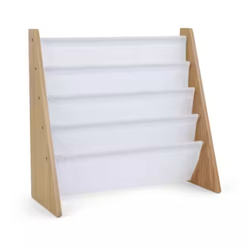 Humble Crew Journey Collection Natural and White 4-Pocket Storage Book Rack WO173
