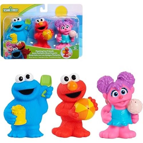 Sesame Street Floating Fun Friends 3-piece Set Water Squirters Bath and Pool Toys, Kids Toys for Ages 2 Up by Just Play