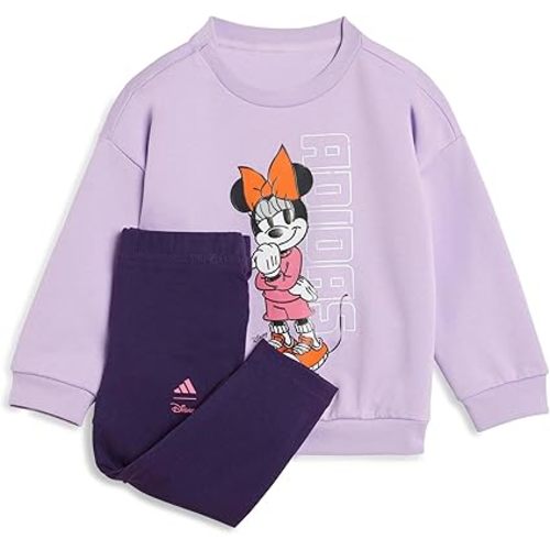 adidas Unisex-Baby Disney Minnie Mouse Joggers Set, Powder Plum/Lucid Pink, 9 Months