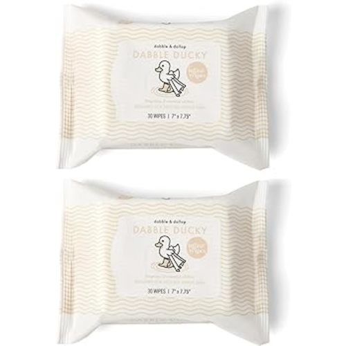 Dabble & Dollop Infant Face & Neck Wipes - Natural Baby Wipes, Fragrance & Essential Oil-Free, 100% USA-made, Compostable, Plant-Based Fibers, Vegan (Set of 2)