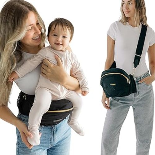 Tushbaby Black & Gold Hip Seat Carrier with Black Carrying Strap