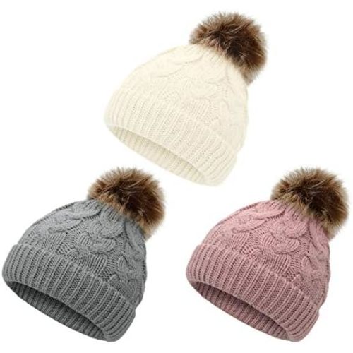 Durio Baby Girl Winter Hat Pom Poms Baby Beanies Infant Winter Hat Warm Newborn Hats for Girls Boys Knit Soft Baby Girl Hats
