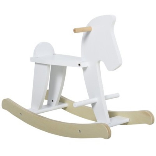 TopComfy Baby Bouncer and Rocker Toddler Kid Chair Wooden Rocking Horse Toy for Playroom Living Room, White, 26.75"*10.5"*19"
