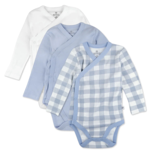 3-Pack Organic Cotton Long Sleeve Side-Snap Bodysuits | Honest Baby Clothing