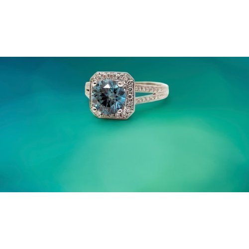 Blue Diamond Halo Engagement Rings