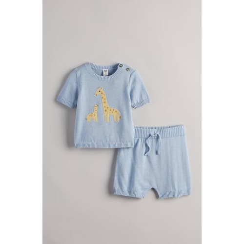 Motif Short Sleeve Cotton Blend Sweater & Shorts Set, 6M