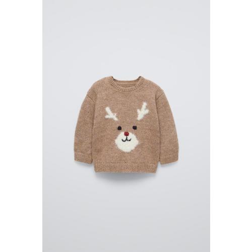 REINDEER KNIT SWEATER - Light brown | ZARA United States (3-6 mos)