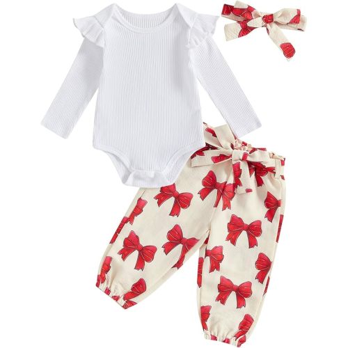 Kaipiclos Newborn Infant Girl Clothes Rib Knit Romper Daisy Print Pants Headband Baby Clothes for Girls 0 3 6 12 18 24 Months