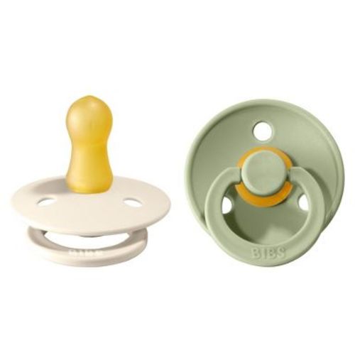 Bibs Colour Latex Pacifier - 0-6 Months - Size 1 - 2pk - Ivory/Sage: Vents for Air Circulation, BPA-Free